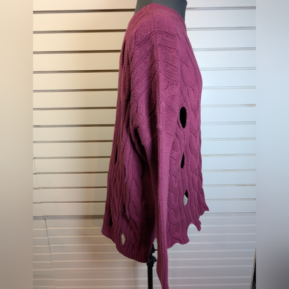 Planet By Lauren G Pima Cotton Cable Car Wash Crewneck Sweater One Size Fits All - Picture 4 of 8